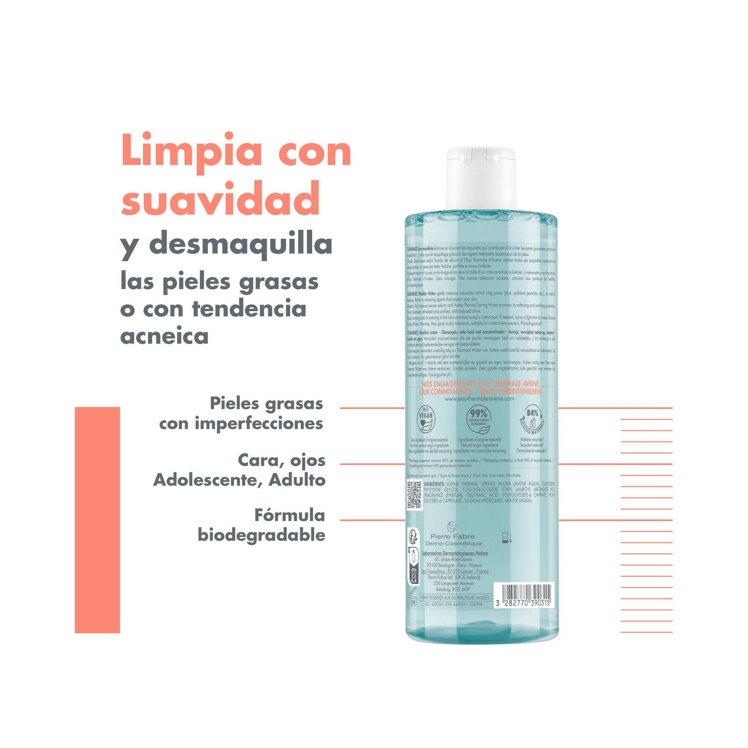 Avène Cleanance Agua Micelar Piel Grasa o Imperfecciones 400ml