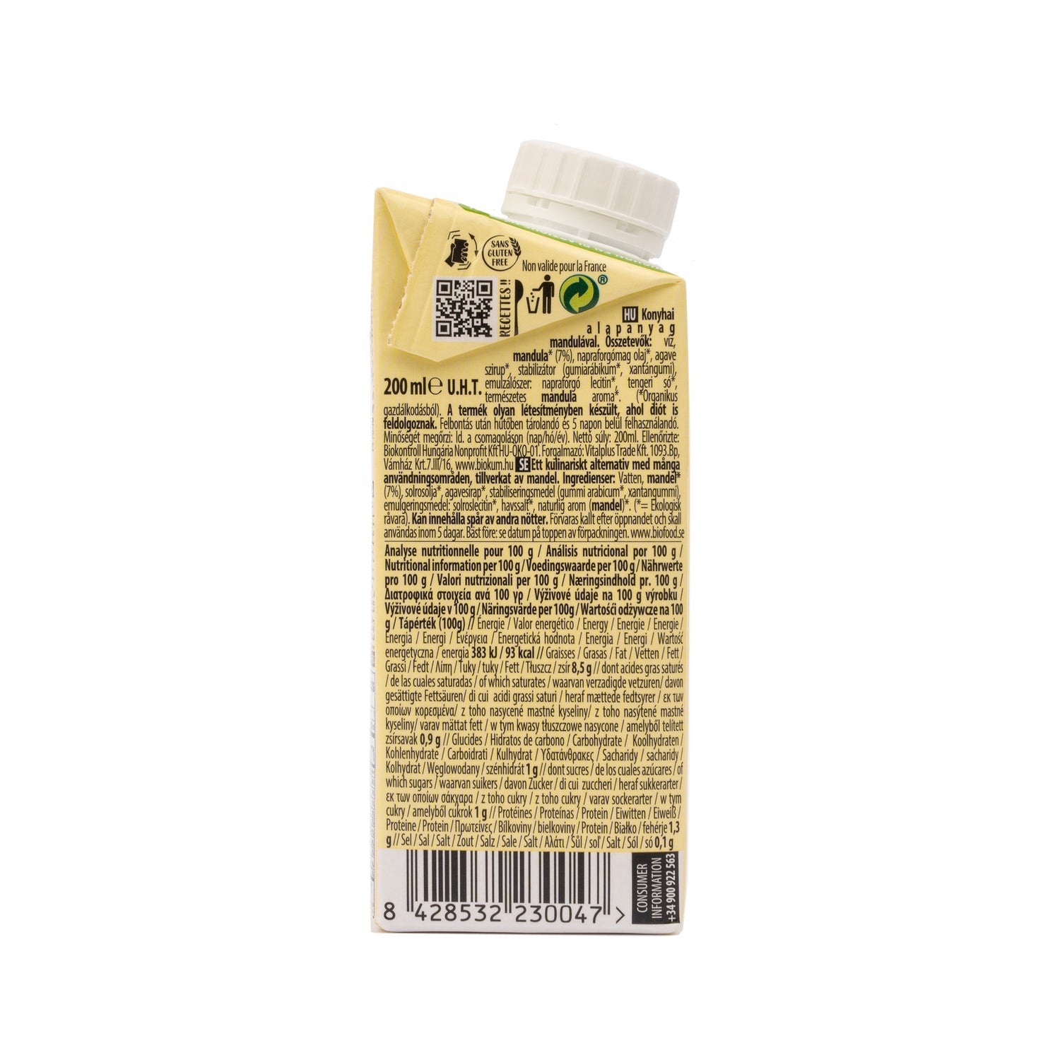 Ecomil Leche Ecológica De Almendra Para Cocinar 200 Ml
