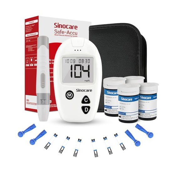 Sinocare Safe Accu Kit Medidor Glucómetro