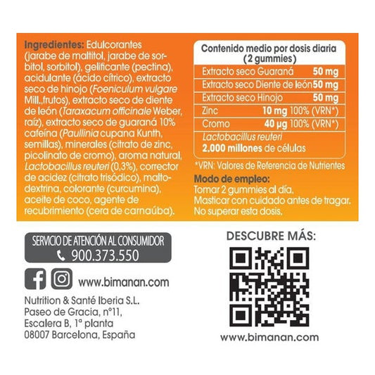 biManán Gummies Quema Grasas Guaraná 60uds