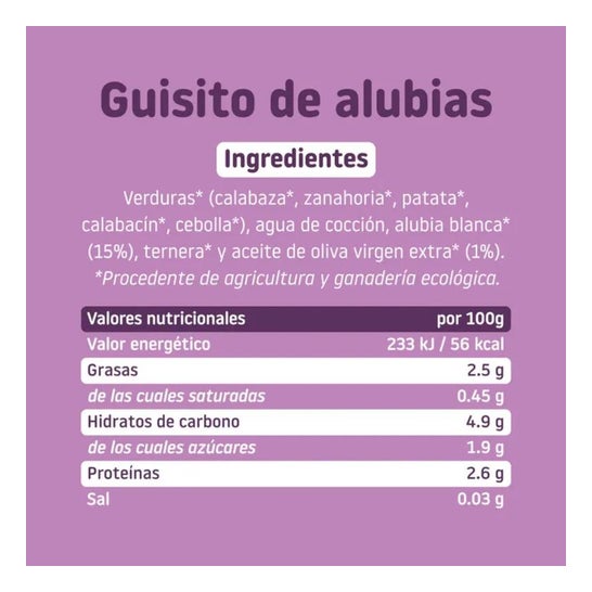 Smileat Tarrito Ecológico de Guisito de Alubias 230 g
