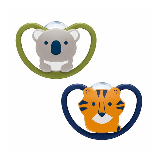 Nuk Space Koala Tigre Chupete Silicona 0-6 M 2 uds
