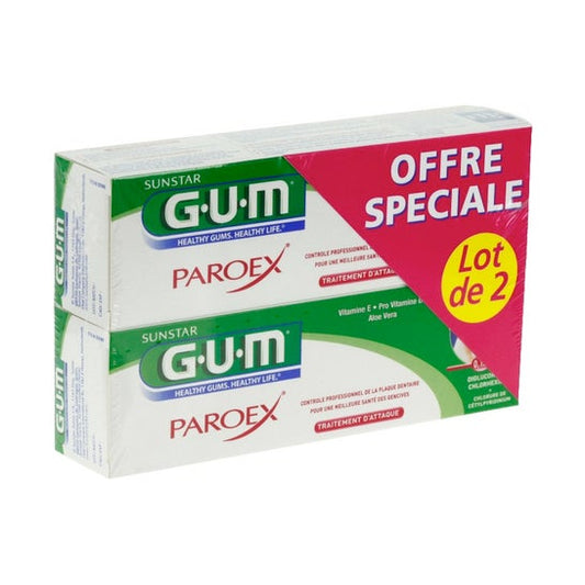 Goma de mascar Paroex Gel dentífrico Set de 2 x 75 ml