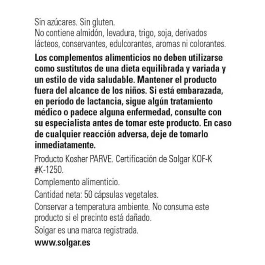 Solgar Colina Inositol 250/250mg 50vcaps