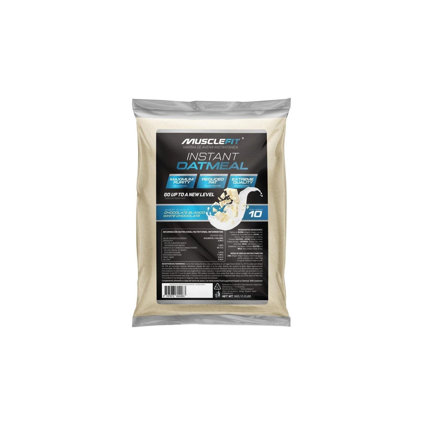 MuscleFit Harina de Avena Sabor Chocolate Blanco 1000 g