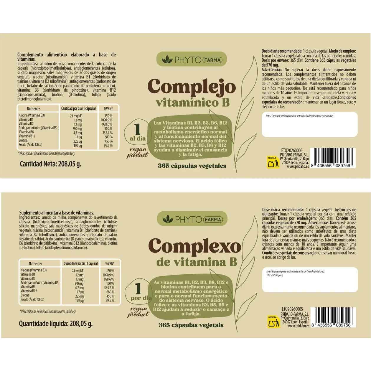Phytofarma Complejo Vitamínico B 365caps