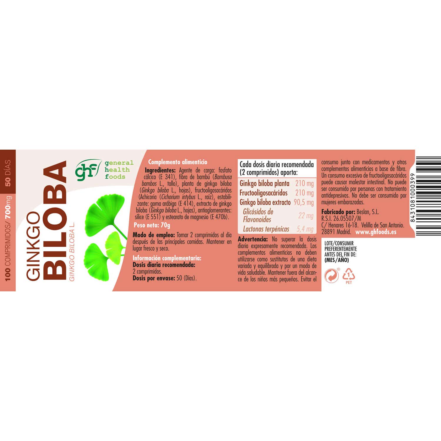 GHF Gingko Biloba 700mg 100comp