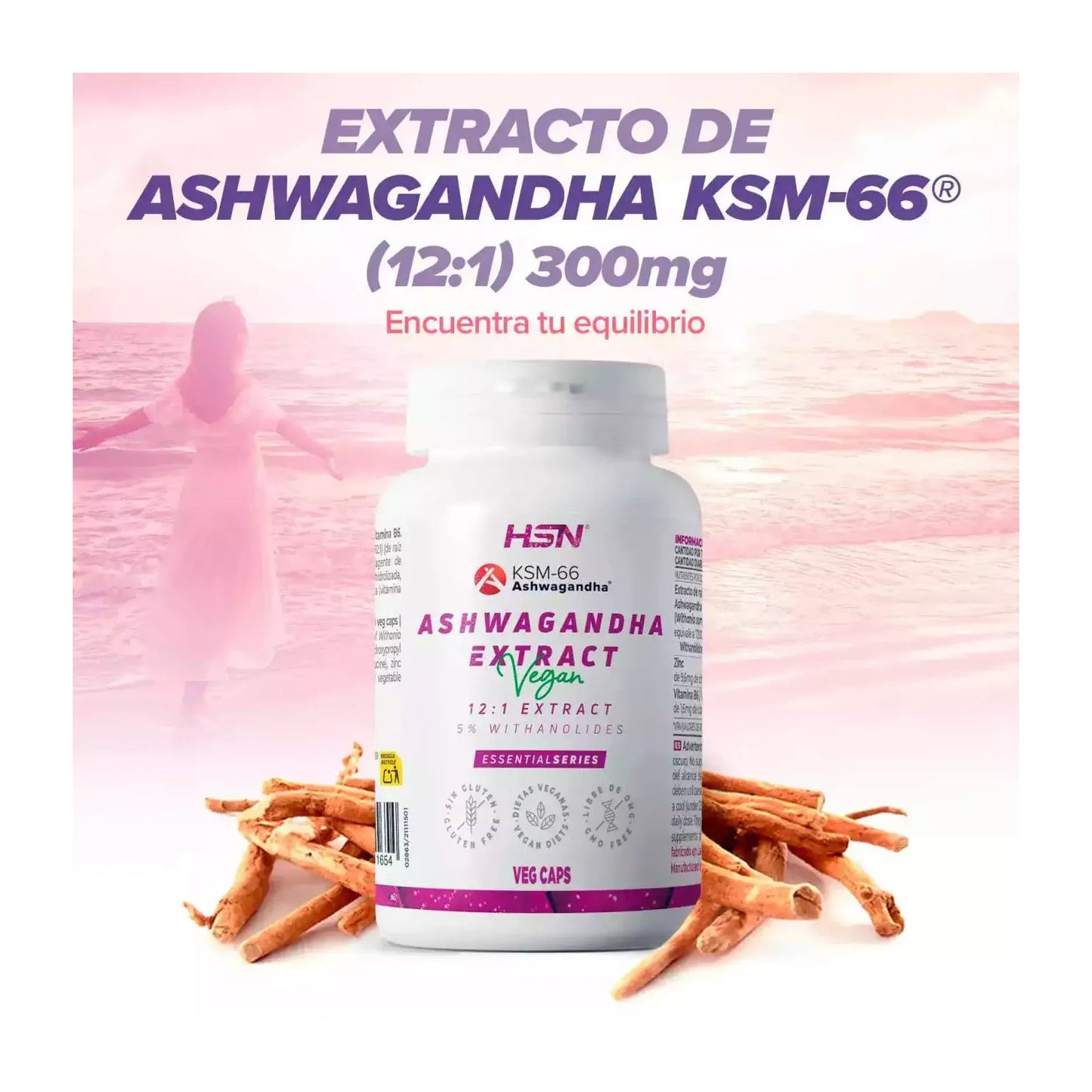 HSN Extracto de Ashwagandha KSM-66® 12:1 600mg 120vcaps