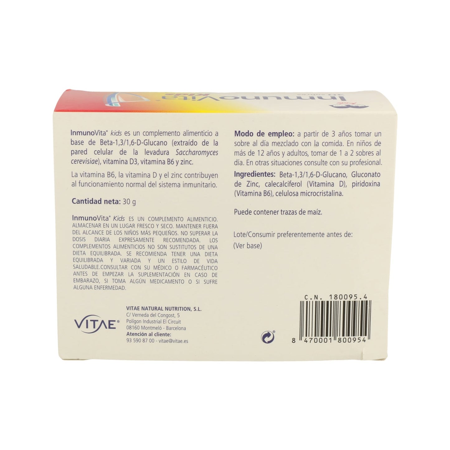 Vitae ImmunoVita Kids 30 sobres