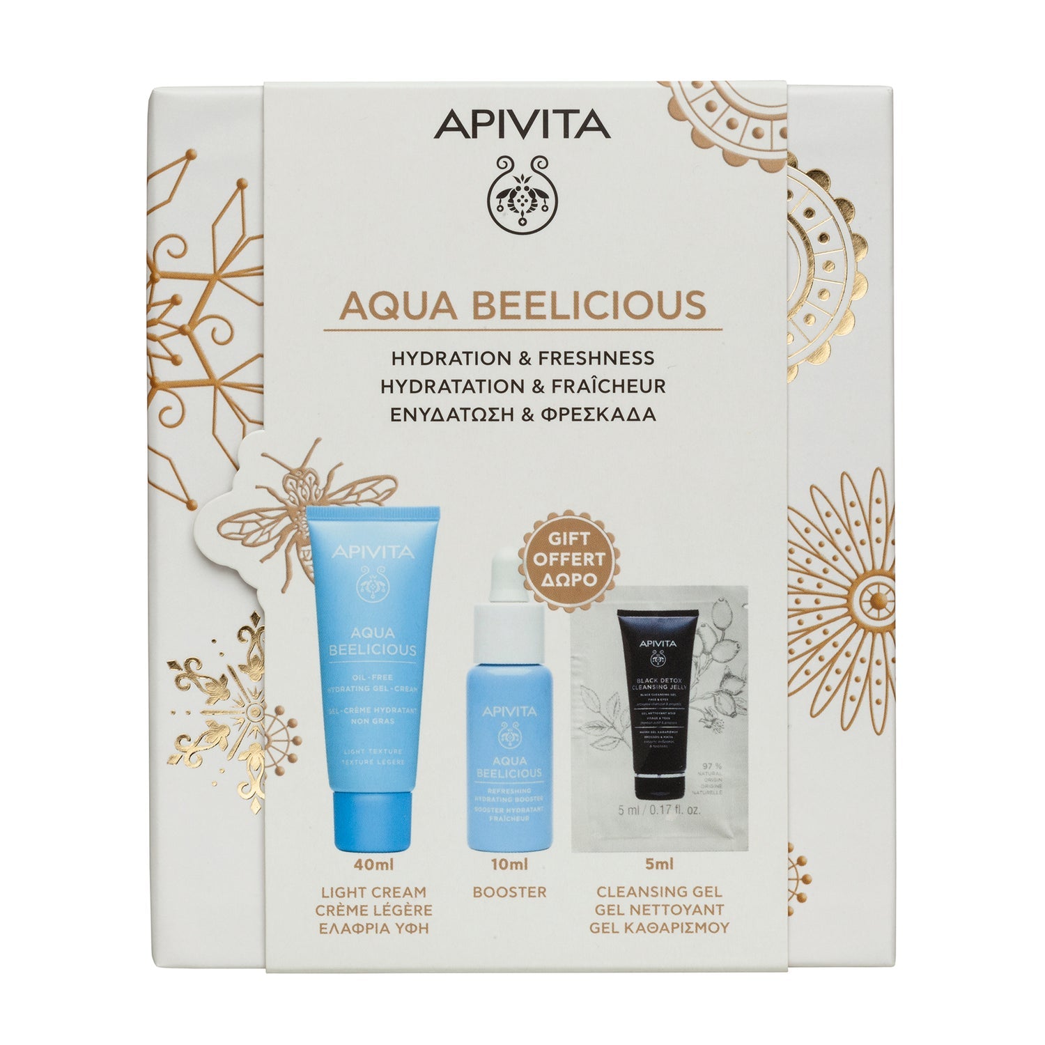 Apivita Pack Aqua Beelicius Light Hydrating Gel 40ml + Booster Gift 10ml + Cleansing Gel 5ml