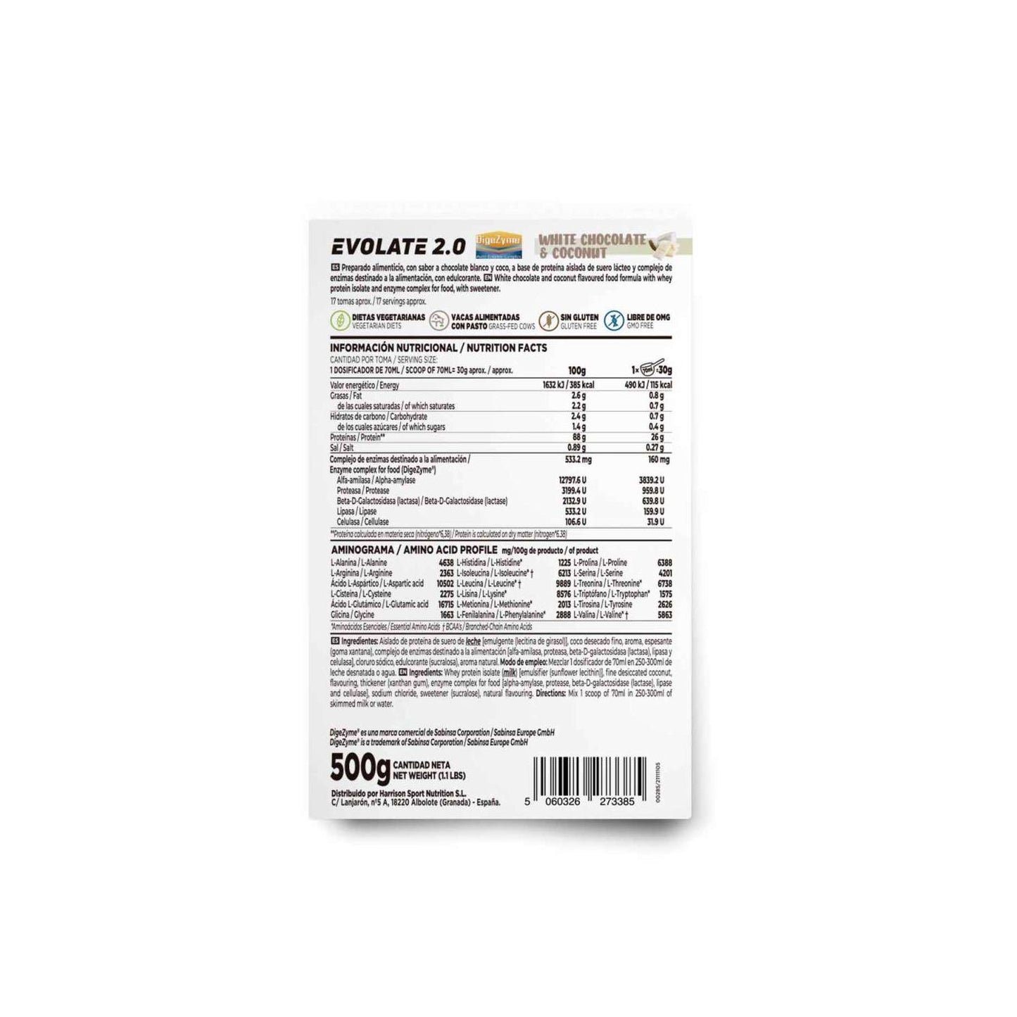 HSN Evolate 2.0 Whey Isolate CFM Chocolate Blanco y Coco 500g