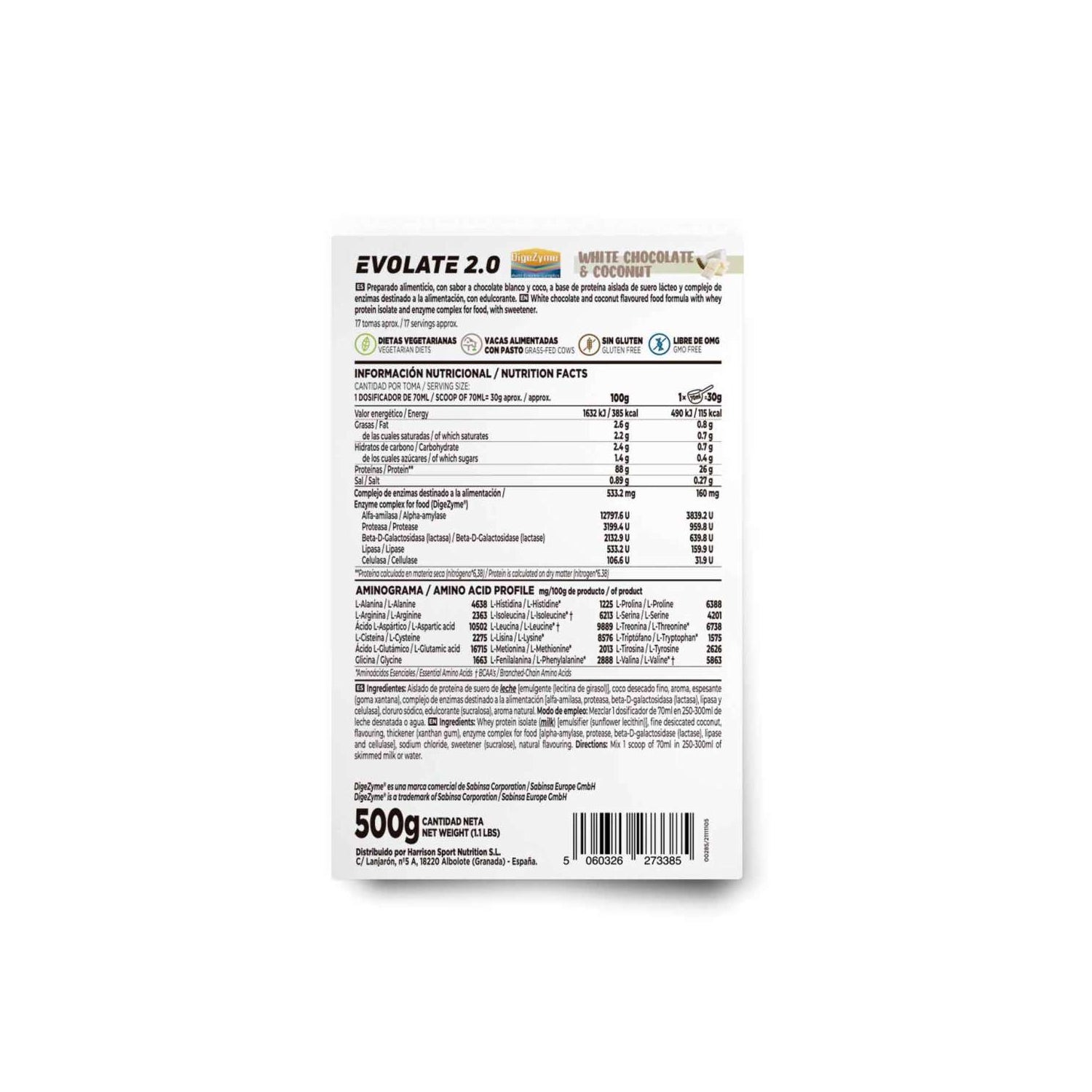 HSN Evolate 2.0 Whey Isolate CFM Chocolate Blanco y Coco 500g