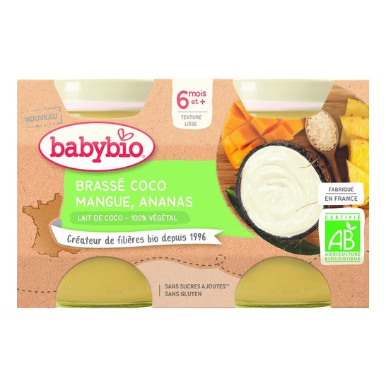 BabyBio Brassé Coco, Mangue, Ananas 2 x 130g