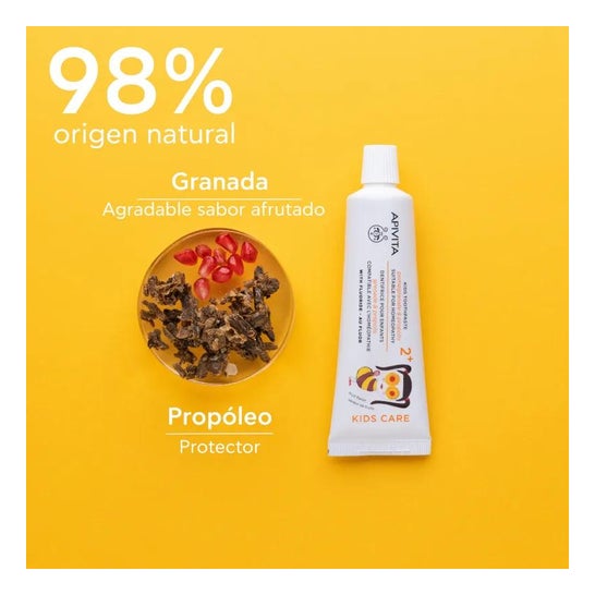 Apivita Kids 2+ Creme De Dentes Infantil Sabor De Frutas Com Romã E Pr