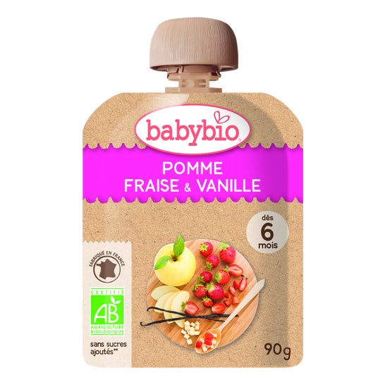 Babybio Compota Manzana Fresa y Vainilla 90 g