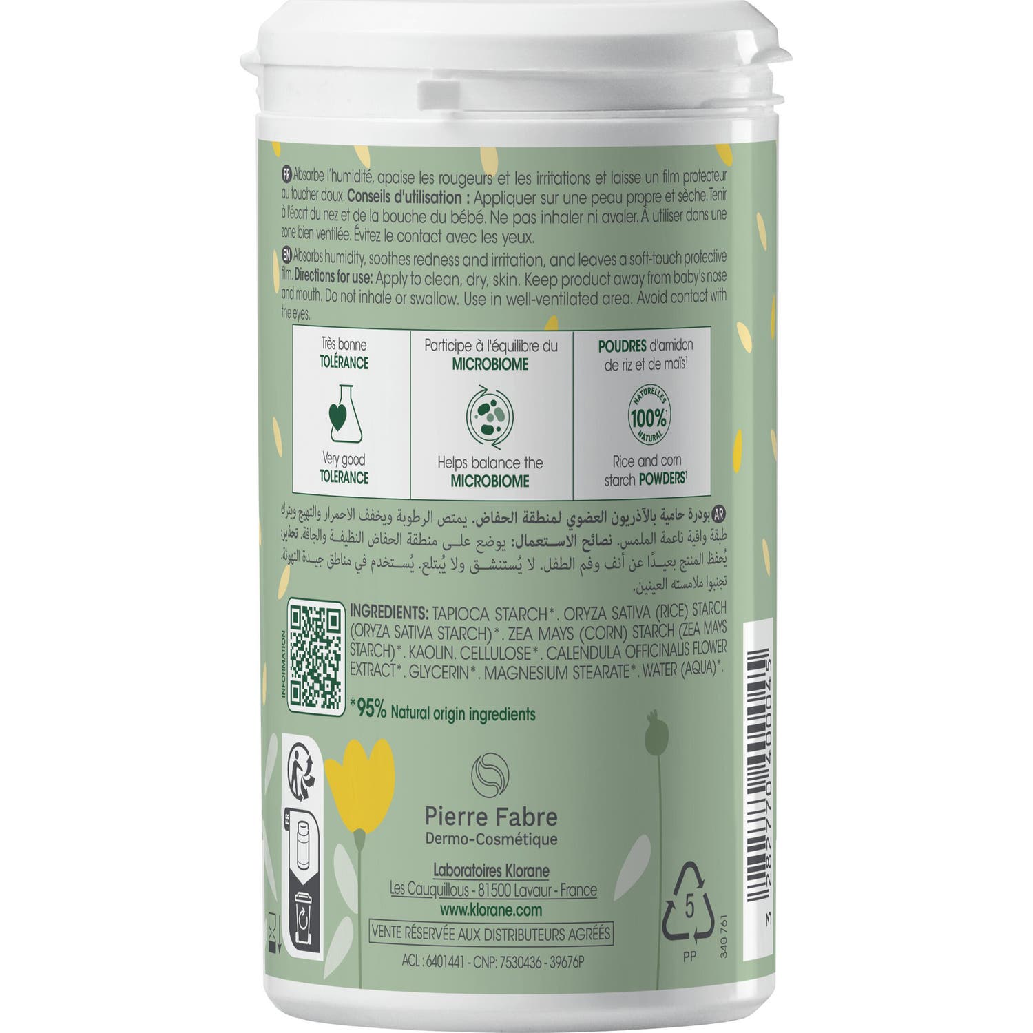 Klorane Bébé Poudre De Toilette Protectrice 75g