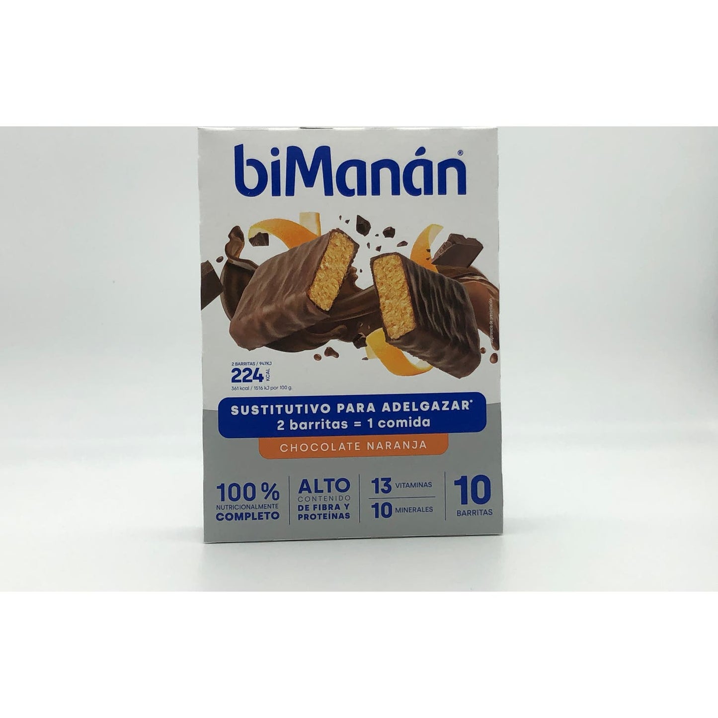 biManán Barritas Sustitutivas Sabor Chocolate y Naranja 10uds