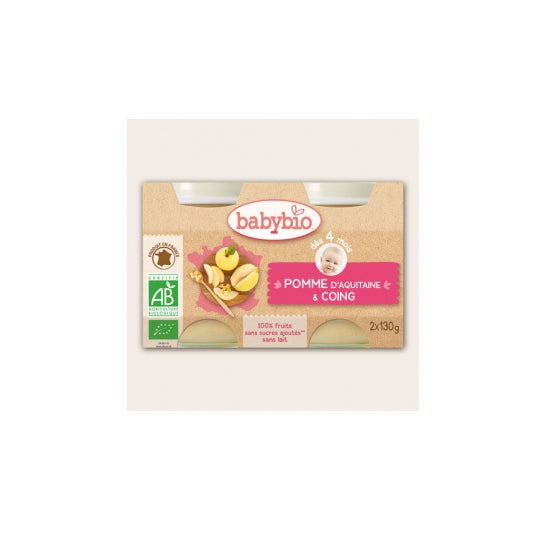 Tarro de Manzana Orgánico Babybio para Membrillo en 4 meses 2x130g
