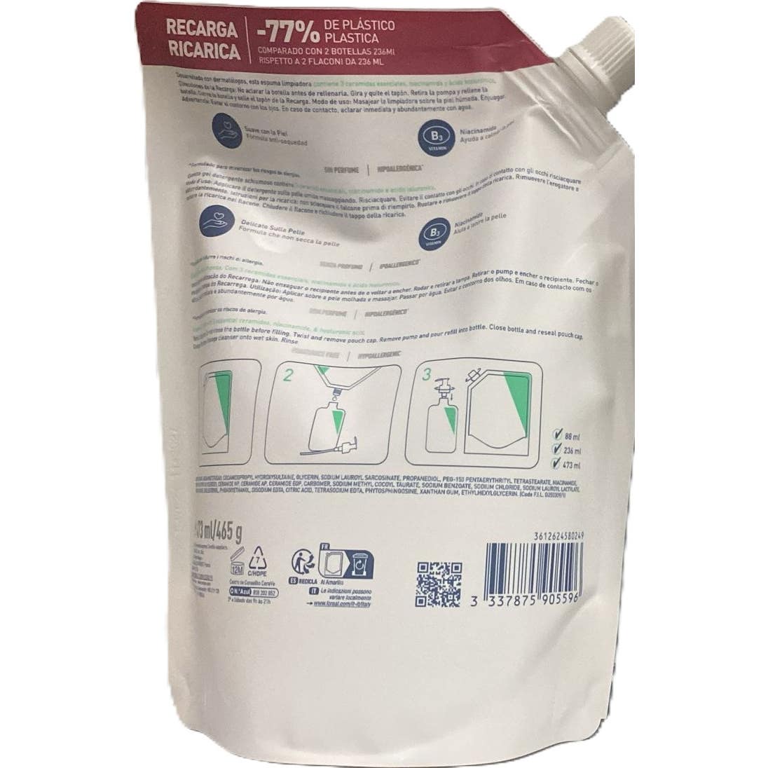 CeraVe Recarga Limpiador Espumoso 473ml