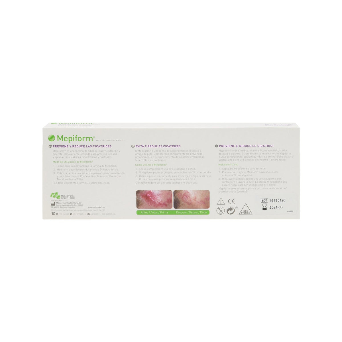 Mepiform reductor de cicatriz silicona lámina 4x30cm 5uds