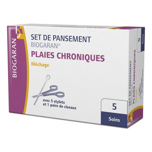 Biogaran Set de Pansement Plaies Chroniques Méchage 5 unités