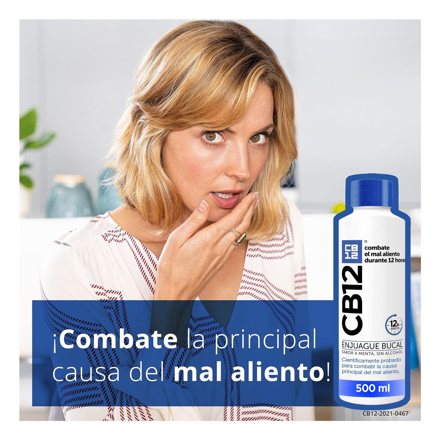 CB12 Enjuague Bucal para Mal Aliento Menta 500 ml