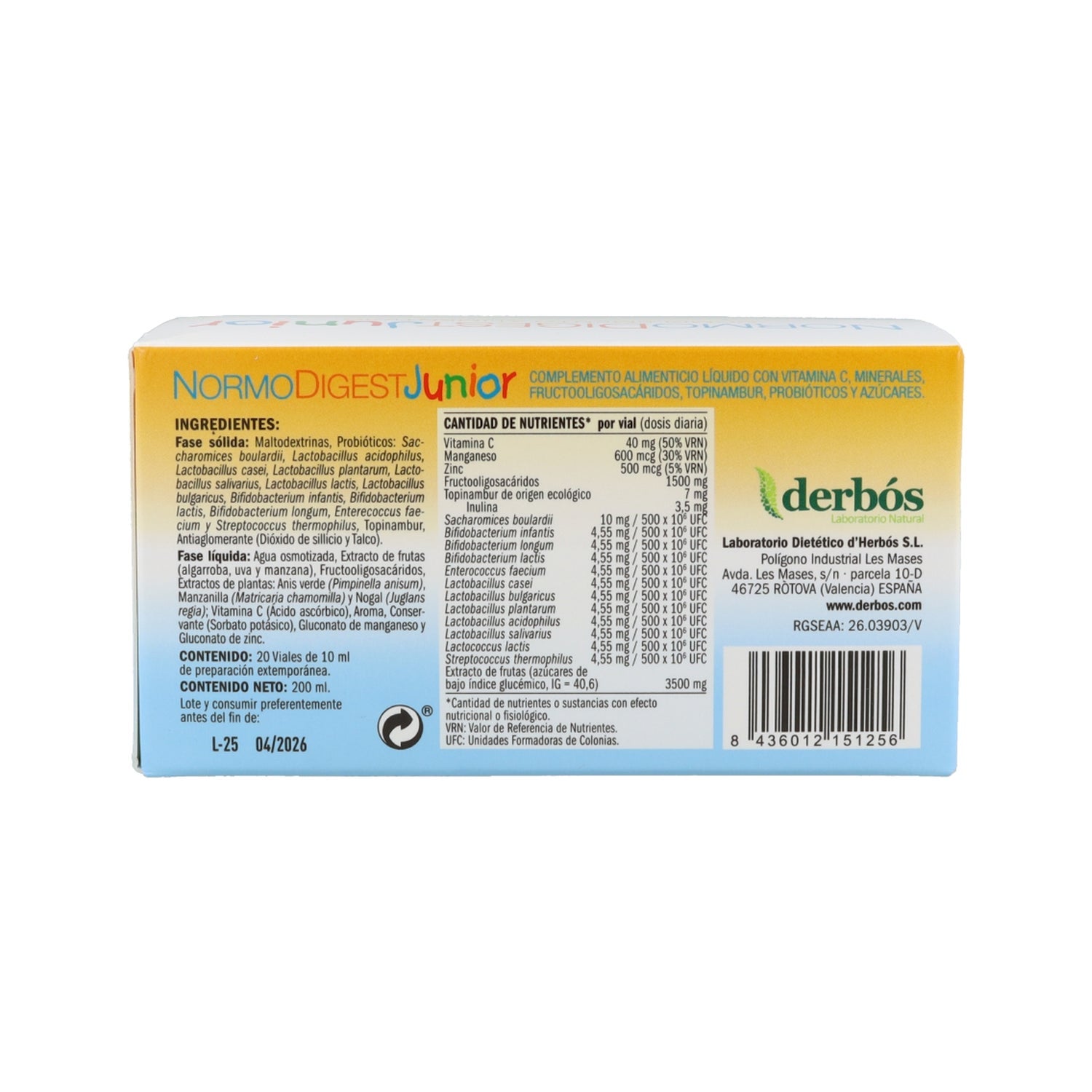 Derbos Normodigest Junior 20 viales