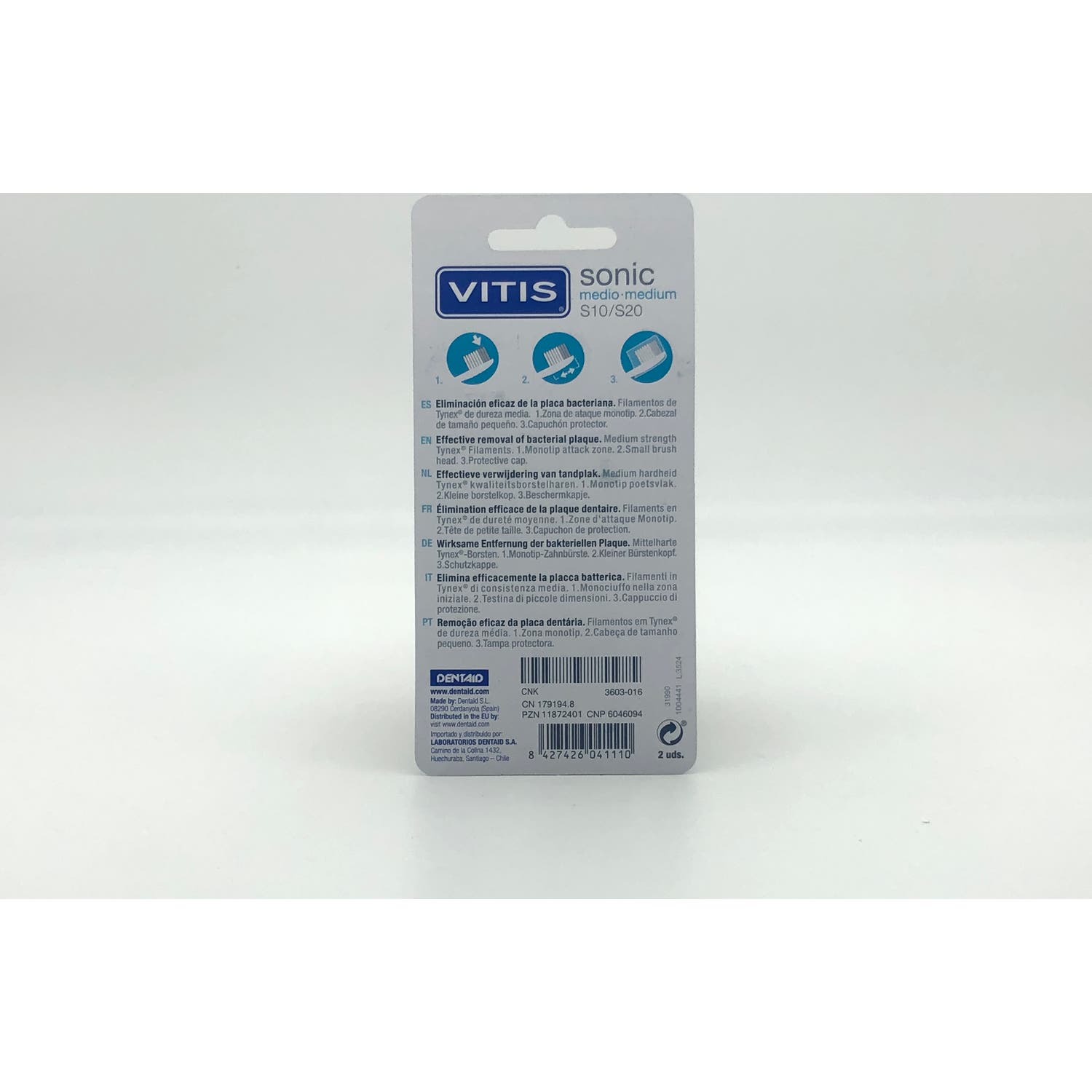 Vitis Sonic S10/S20 Recambio Cepillo Eléctrico Medio 2uds