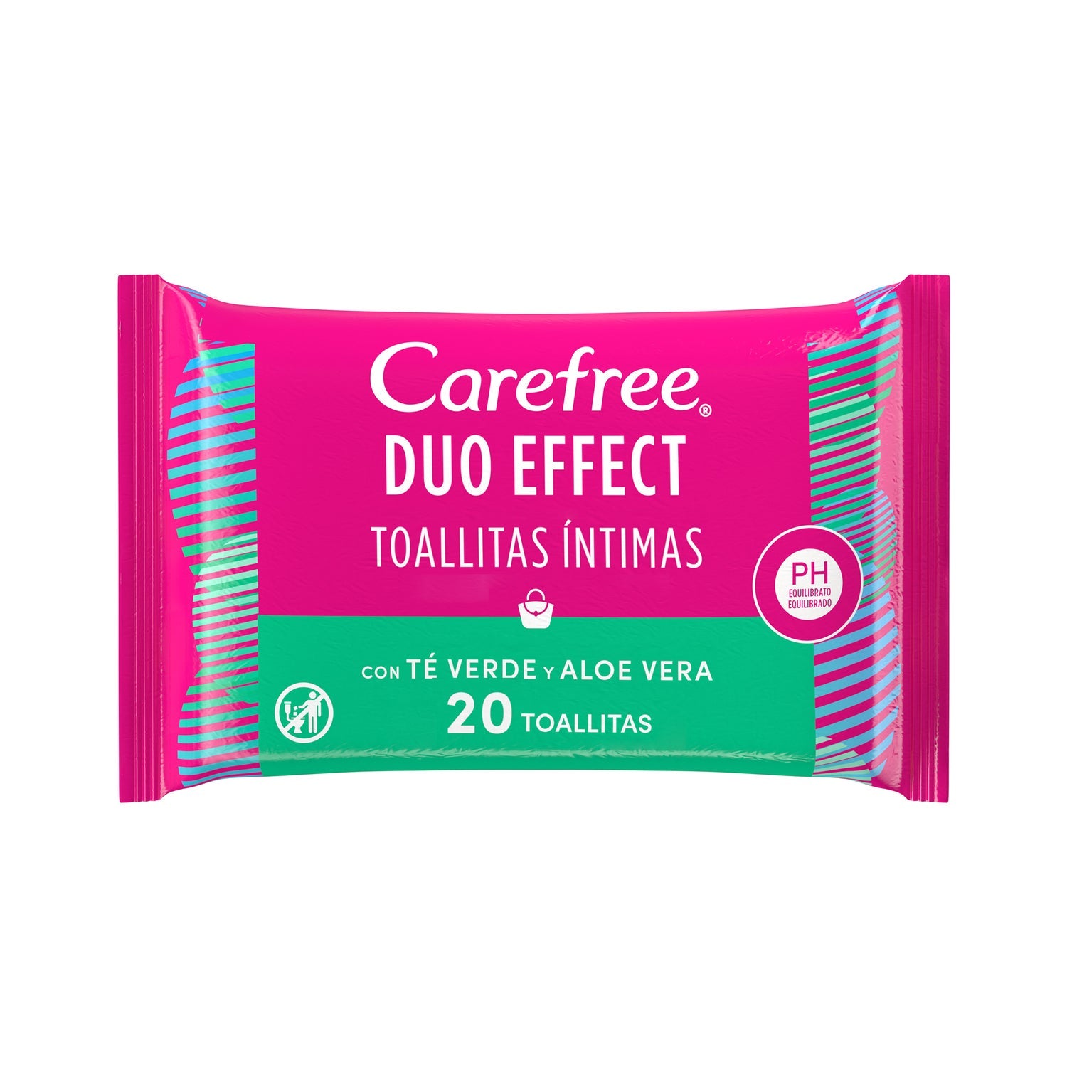 Carefree Duo Effect Toallitas Íntimas con Té Verde y Aloe Vera 20uds