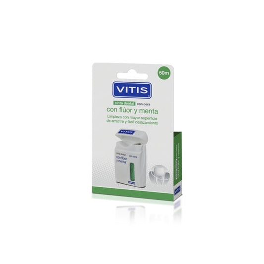 Vitis Cinta Dental con Cera, Flúor y Menta 50cm