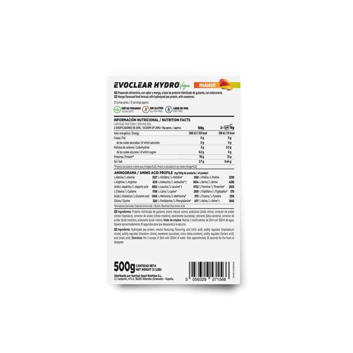 HSN Evoclear Hydro Vegan Mango 500g
