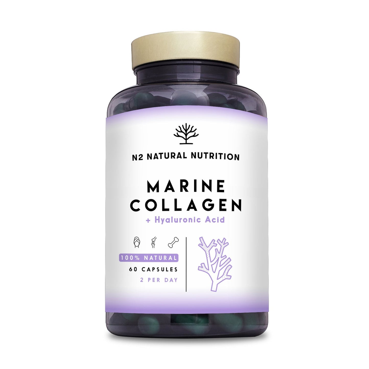 N2 Natural Nutrition Colágeno Marino PEPTAN + Ácido Hialurónico 60caps
