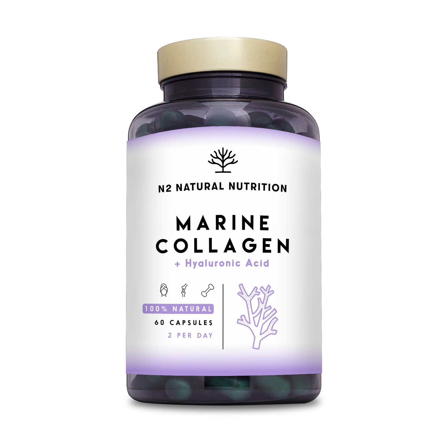N2 Natural Nutrition Colágeno Marino PEPTAN + Ácido Hialurónico 60caps
