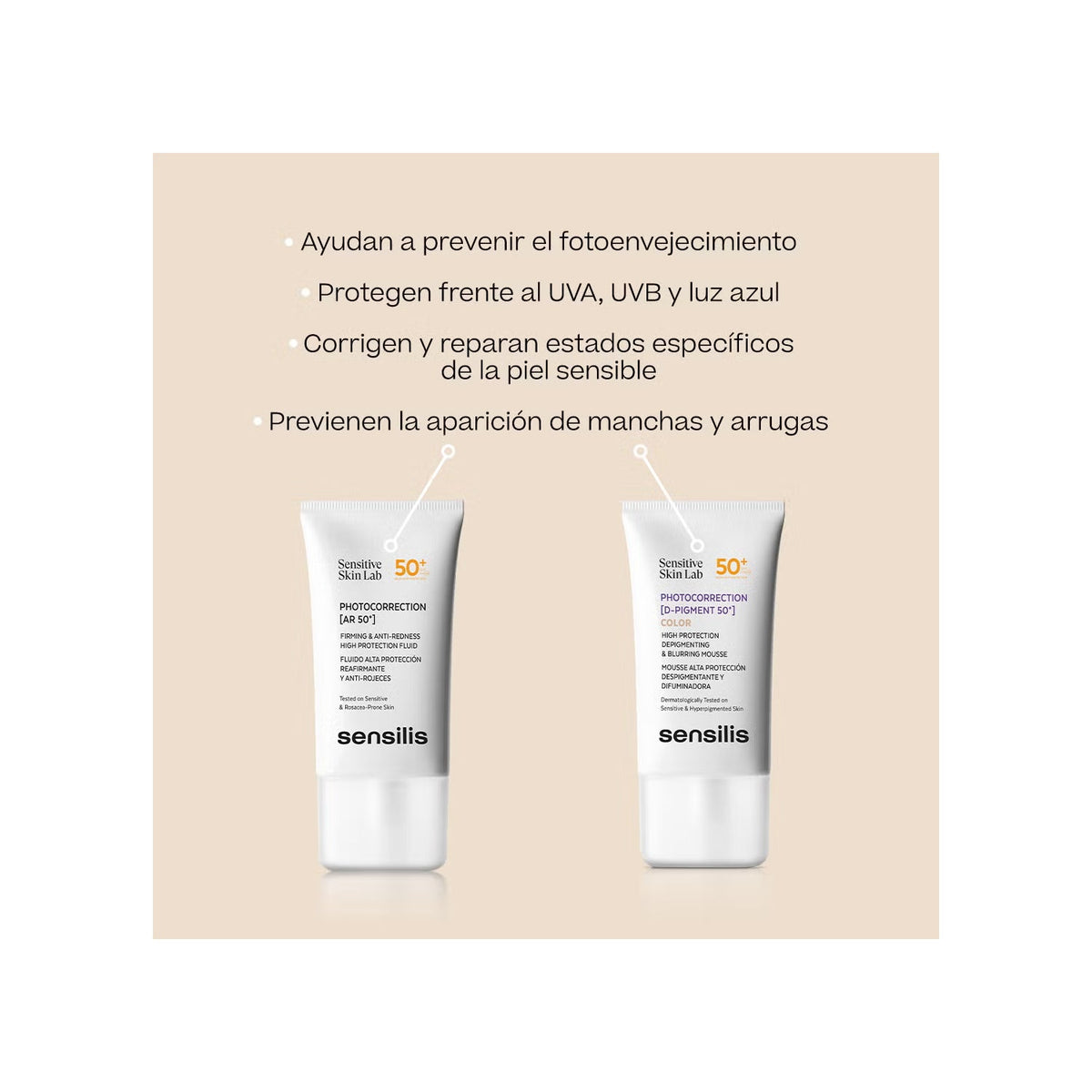 Sensilis Photocorrection [AR 50+] Fluido Reafirmante Anti-Rojeces SPF50+ 2x40 ml