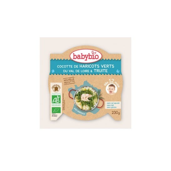 Babybio Mon P'Tit Plat Cocotte de Judías Verdes Del Valle Del Loira y Trucha 230 g