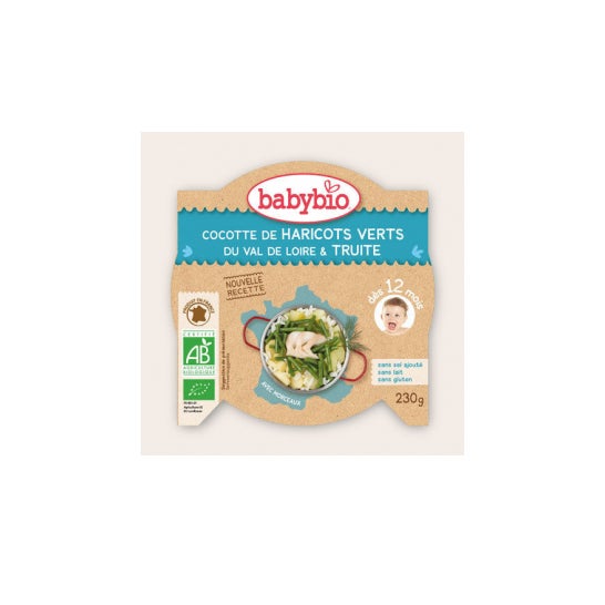 Babybio Mon P'tit Plat Cocotte de judías verdes del Valle del Loira y trucha 230g