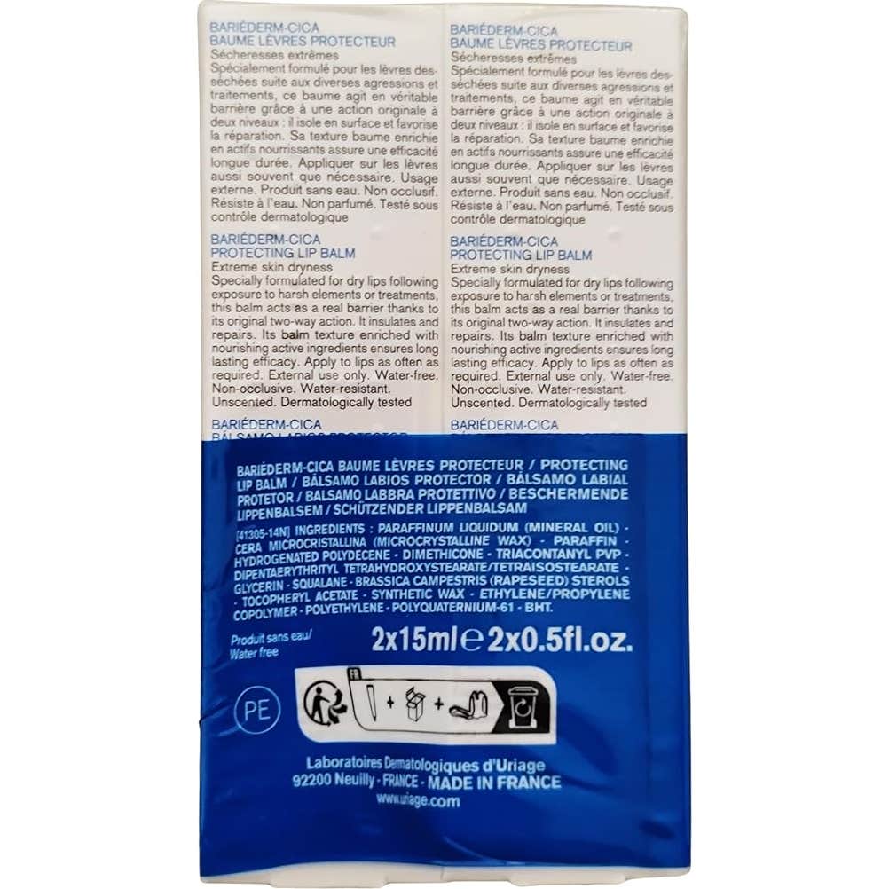 Uriage Bariéderm-Cica Bálsamo Labios Protector 2x15ml