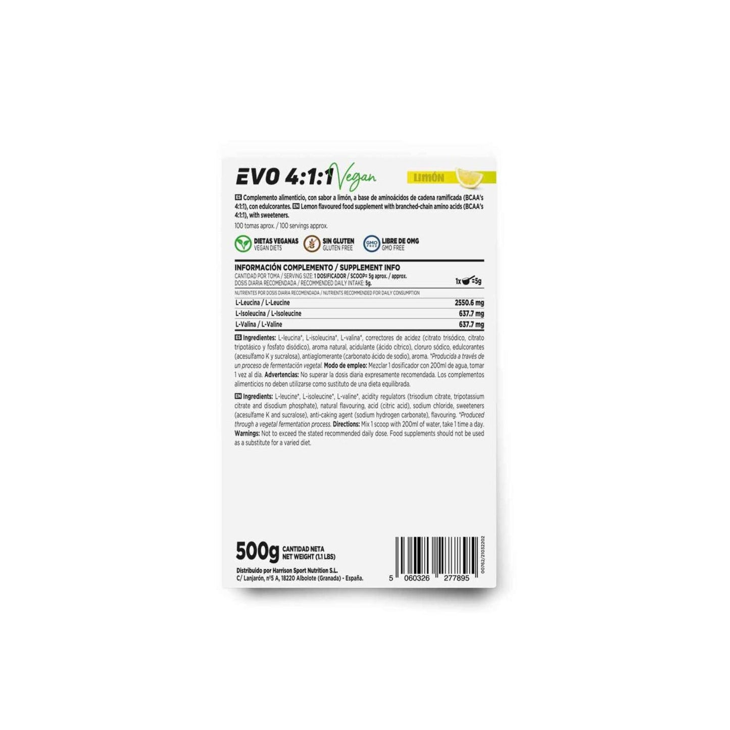HSN Evo 4:1:1 BCAA's Instantáneos en Polvo Limón 500g