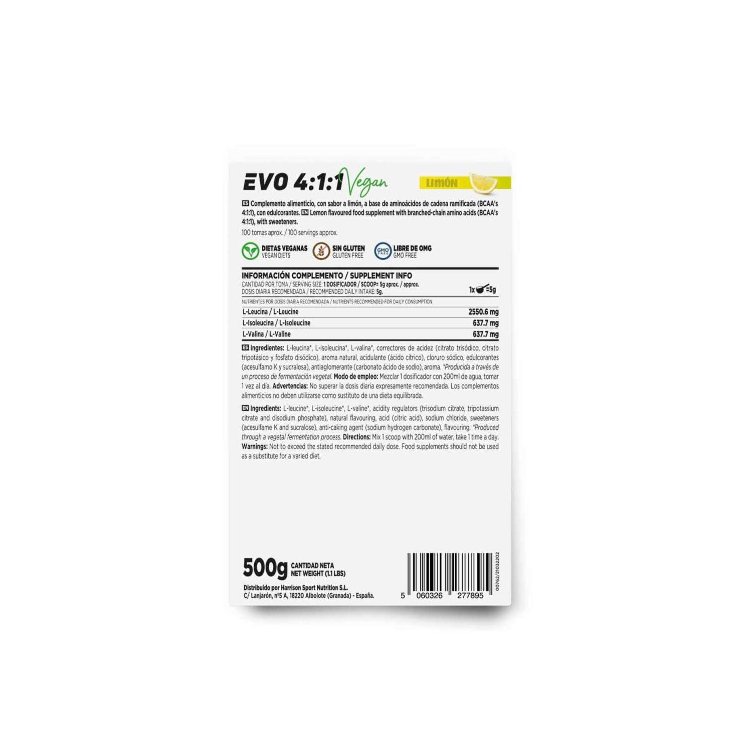 HSN Evo 4:1:1 BCAA's Instantáneos en Polvo Limón 500g