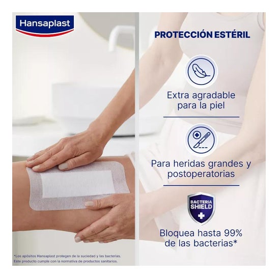 Hansaplast Med+ Sensitive 4 XL Apósito 10x20 cm 5 uds