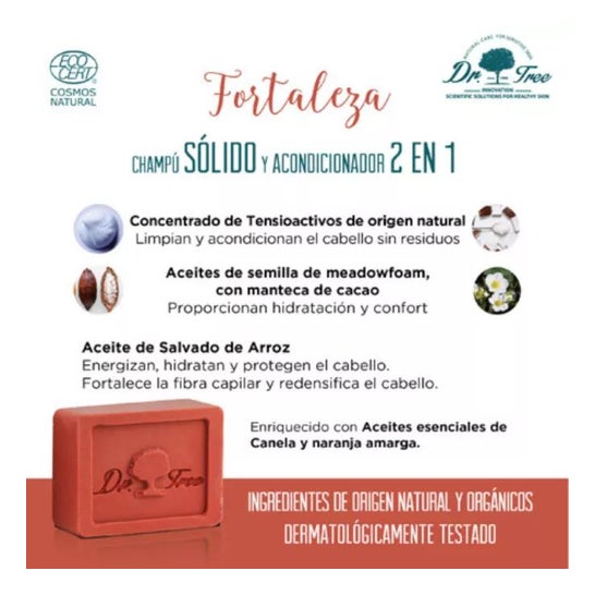 Dr. Tree Champú Sólido 2 en 1 Fortaleza 75 g