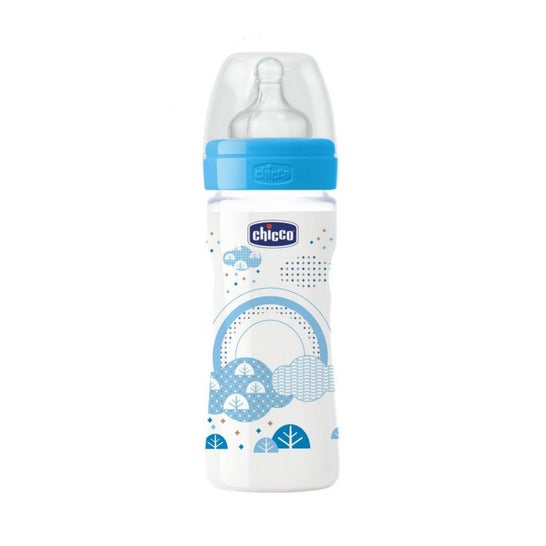 Chicco Biberón Azul Tetina Silicona Flujo Medio 250ml
