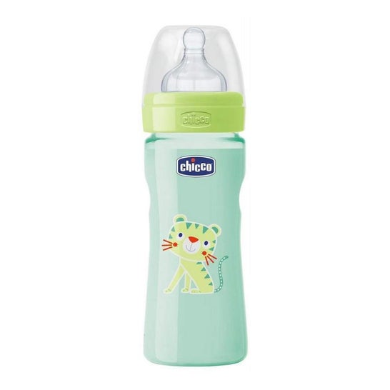 Chicco Biberón Wellbeing Silicona Verde +2 M Flujo Medio 250 ml