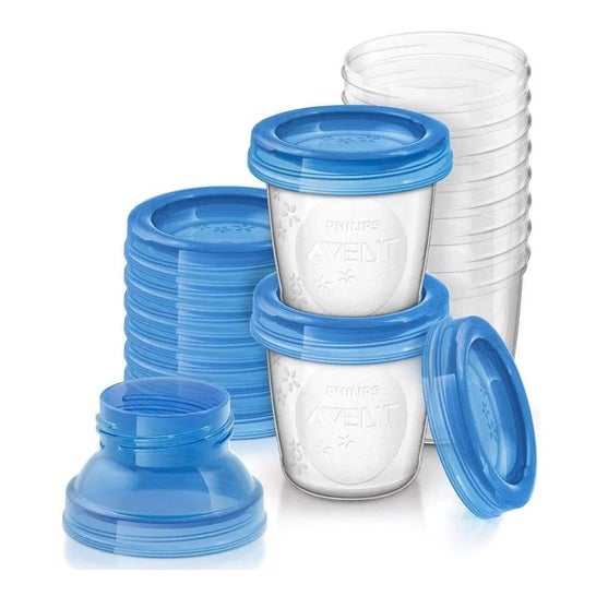 Avent Vasos de Almacenamiento con Tapa 10x180ml + Adaptadores 2uds