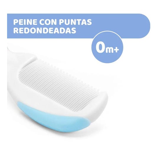 Chicco Pack Cepillo y Peine de Pelo Natural Azul 0m+