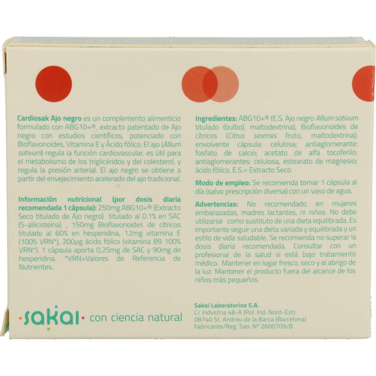 Sakai Cardiosak Ajo Negro 30cáps