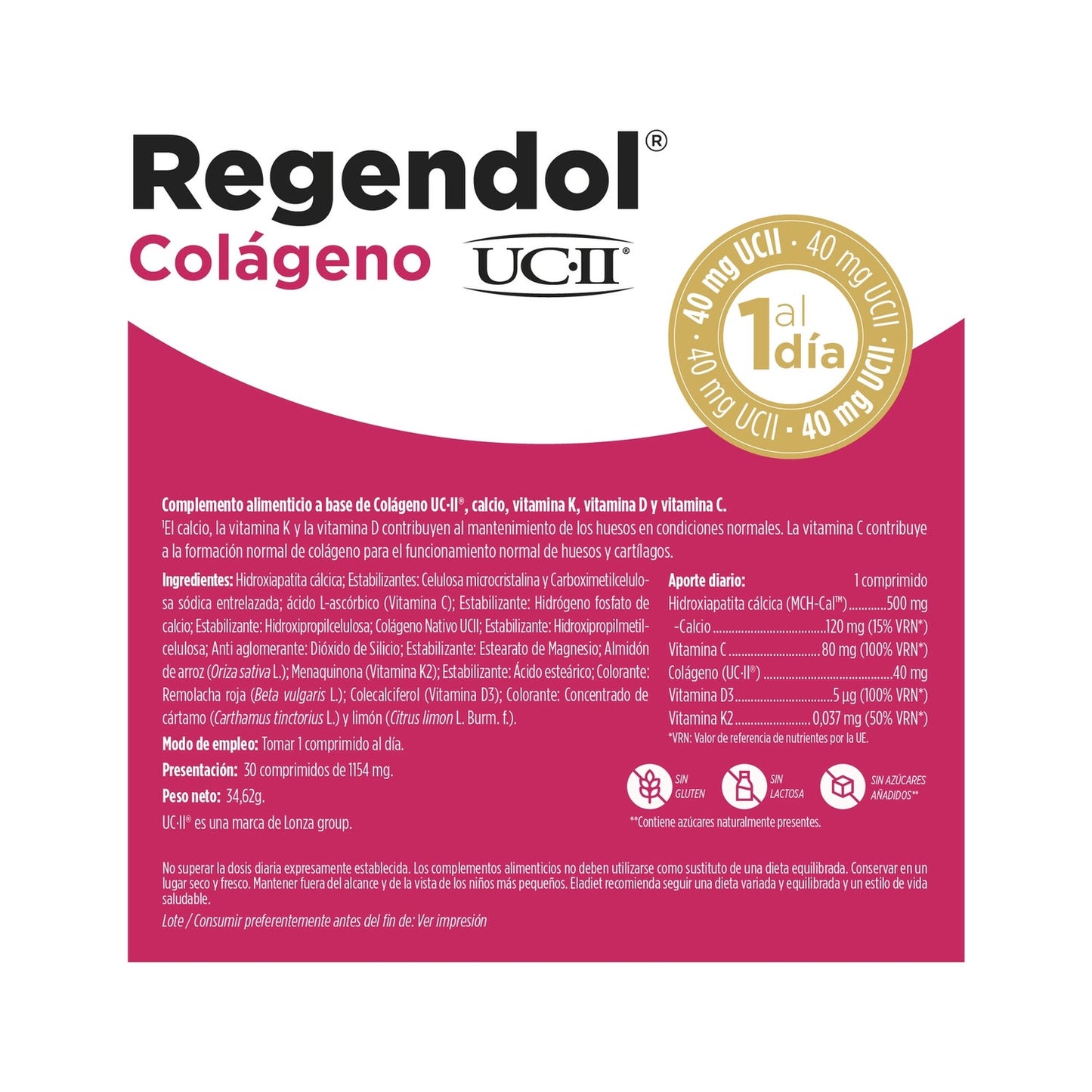 Eladiet Regendol Colágeno UC-II 30comp