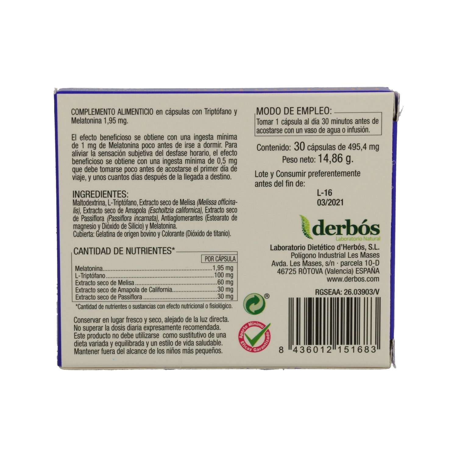 Derbos Obedorm Plus 30cáps