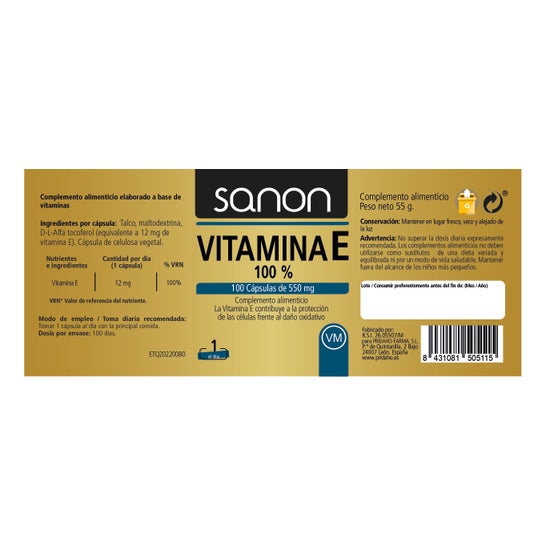 Sanon Vitamina E 100% 100 caps