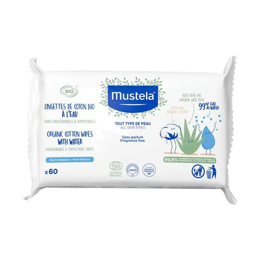 Mustela Toallitas al Agua de Algodón BIO 60uds